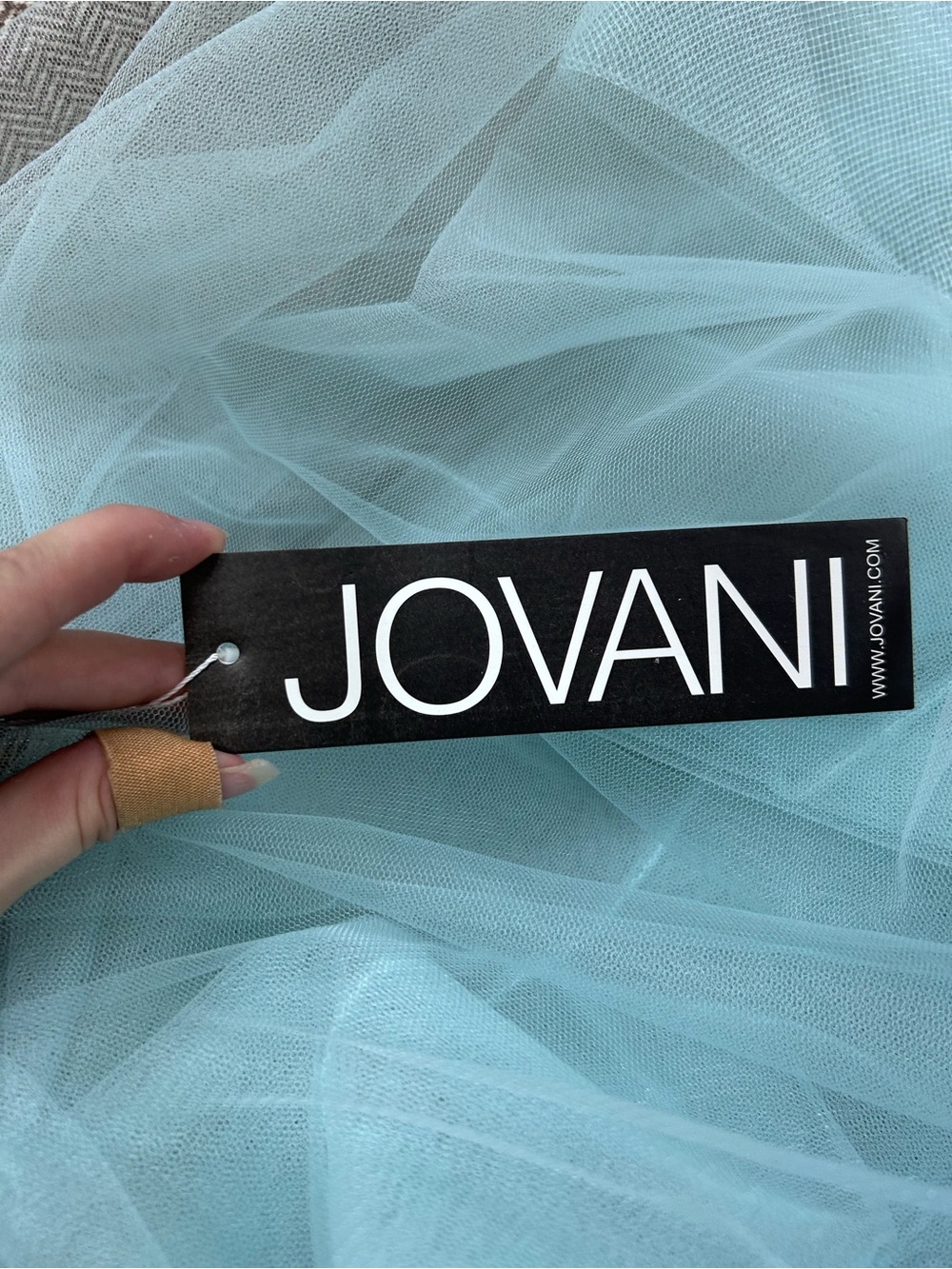 Jovani Light Blue Lace Halter Gown - Picture 7 of 7